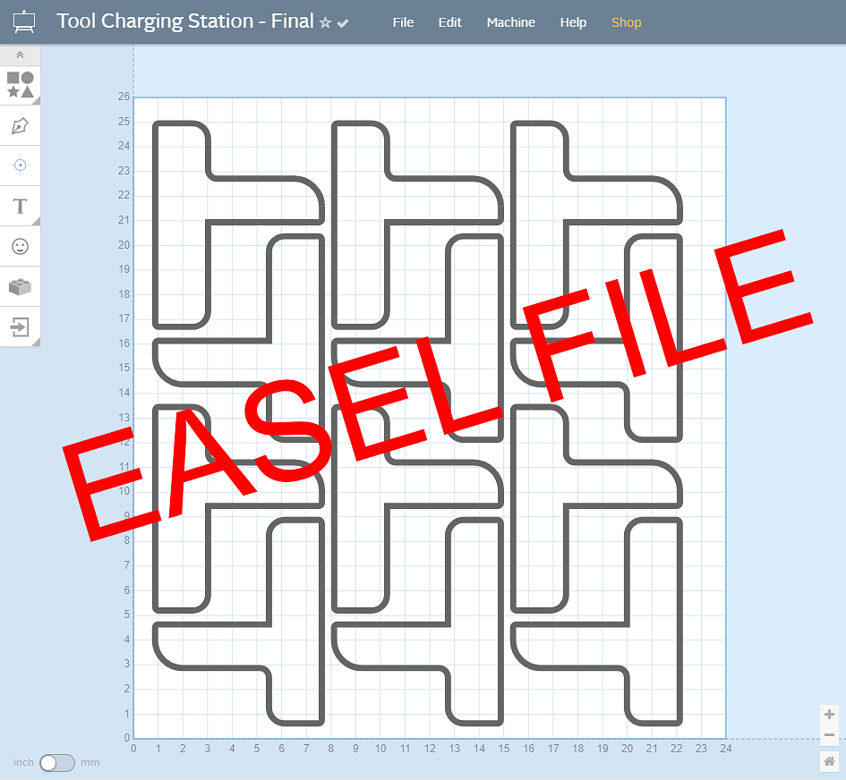 Adjustable Width Tool Charging Station - Digital File