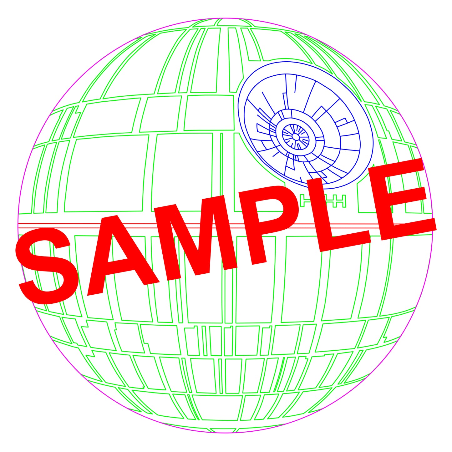 Death Star .svg .dxf .png .pdf and lightburn files for use with lasers and CNCs