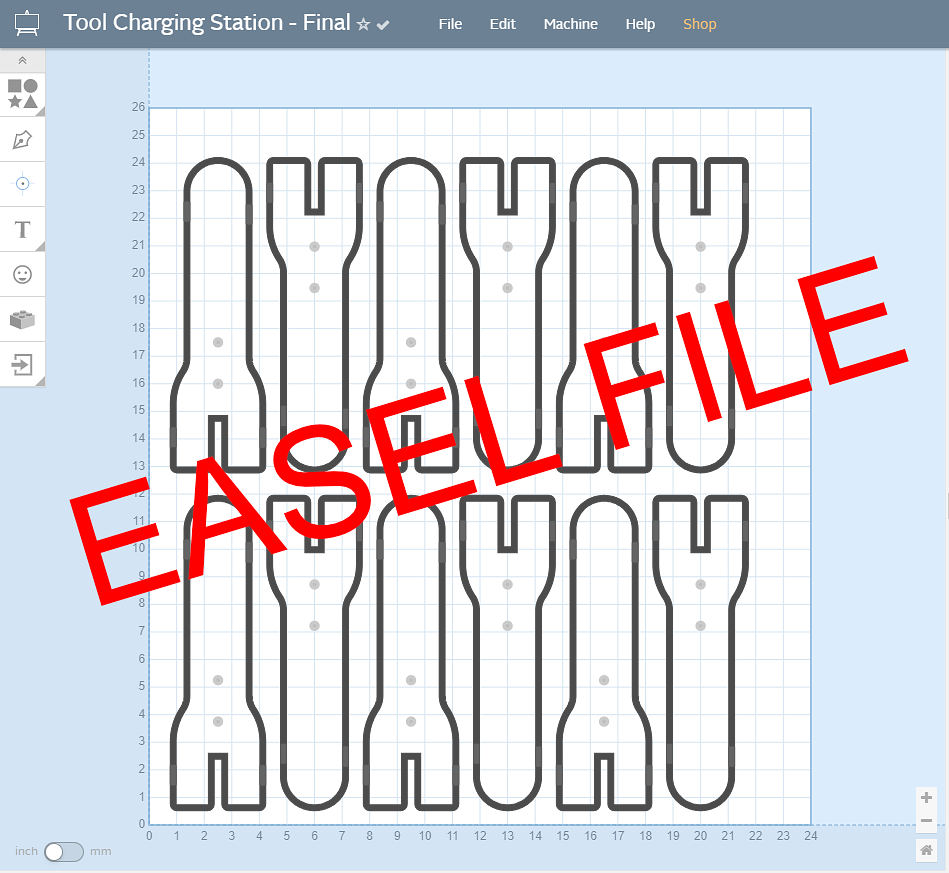 Adjustable Width Tool Charging Station - Digital File
