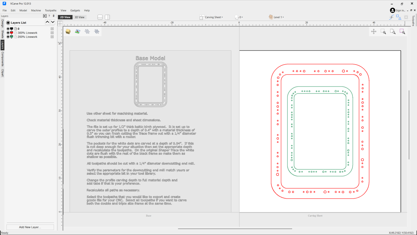Shaper Trace Frame DXF, SVG, Vectric and Carveco Files for CNC to compliment your original Trace - Digital Item